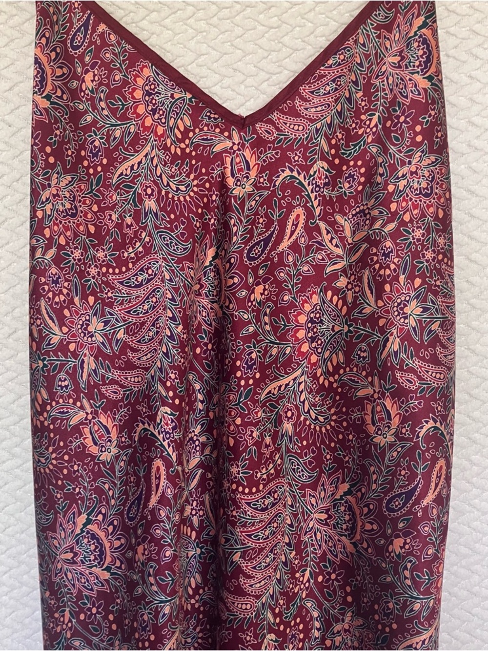 Vintage Versailles Satin Paisley Maxi Chemise Nightgown Slip Dress Burgundy M - Picture 5 of 9